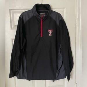 Texas Tech Red Raiders Quarter-Zip Pullover Rain Jacket - Black/Red - Mens Large